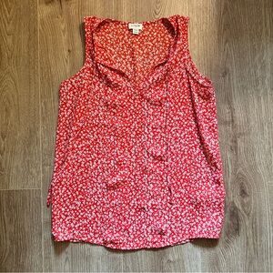 J. Crew Factory Red Floral Chiffon Tank Top Blouse in Size XXS